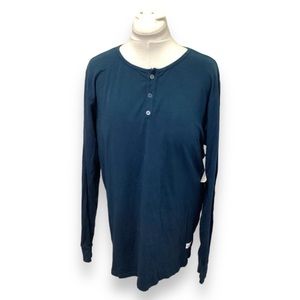Kinetix Casual Luxury Mens Long Sleeve Henley Top, Blue, size XL